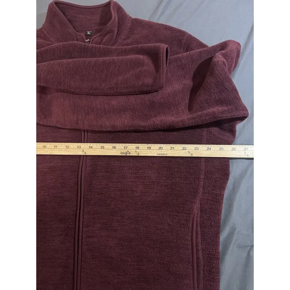 Uniqlo‎ Fleece Jacket Mens XL Maroon Full Zip Mock Neck Side Pockets